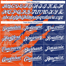 Load image into Gallery viewer, Custom Graffiti Pattern White Royal-Orange 3D Scratch Authentic Baseball Jersey
