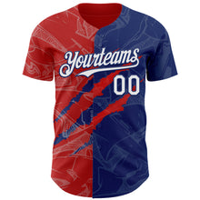 Загрузить изображение в средство просмотра галереи, Custom Graffiti Pattern White Royal-Red 3D Scratch Authentic Baseball Jersey
