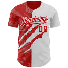 Загрузить изображение в средство просмотра галереи, Custom Graffiti Pattern Red-White 3D Scratch Authentic Baseball Jersey
