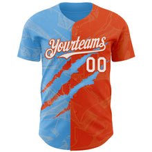 Загрузить изображение в средство просмотра галереи, Custom Graffiti Pattern White Orange-Sky Blue 3D Scratch Authentic Baseball Jersey
