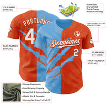 Загрузить изображение в средство просмотра галереи, Custom Graffiti Pattern White Orange-Sky Blue 3D Scratch Authentic Baseball Jersey
