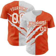 Загрузить изображение в средство просмотра галереи, Custom Graffiti Pattern White-Orange 3D Scratch Authentic Baseball Jersey
