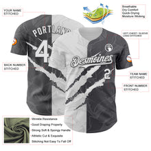Загрузить изображение в средство просмотра галереи, Custom Graffiti Pattern White-Steel Gray 3D Scratch Authentic Baseball Jersey
