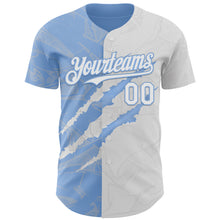 Загрузить изображение в средство просмотра галереи, Custom Graffiti Pattern White-Light Blue 3D Scratch Authentic Baseball Jersey
