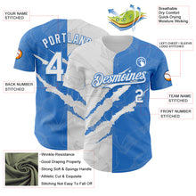 Загрузить изображение в средство просмотра галереи, Custom Graffiti Pattern White-Electric Blue 3D Scratch Authentic Baseball Jersey
