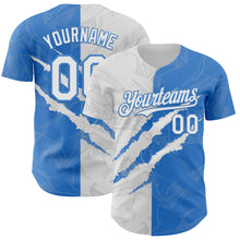 Загрузить изображение в средство просмотра галереи, Custom Graffiti Pattern White-Electric Blue 3D Scratch Authentic Baseball Jersey
