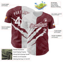 Загрузить изображение в средство просмотра галереи, Custom Graffiti Pattern White-Burgundy 3D Scratch Authentic Baseball Jersey
