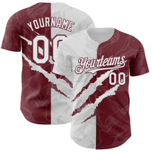 Загрузить изображение в средство просмотра галереи, Custom Graffiti Pattern White-Burgundy 3D Scratch Authentic Baseball Jersey
