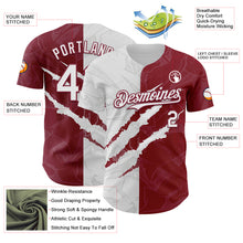 Загрузить изображение в средство просмотра галереи, Custom Graffiti Pattern White-Crimson 3D Scratch Authentic Baseball Jersey
