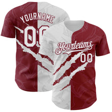 Загрузить изображение в средство просмотра галереи, Custom Graffiti Pattern White-Crimson 3D Scratch Authentic Baseball Jersey
