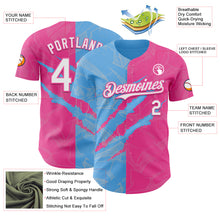 Загрузить изображение в средство просмотра галереи, Custom Graffiti Pattern White Pink-Sky Blue 3D Scratch Authentic Baseball Jersey
