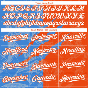 Custom Graffiti Pattern White Orange-Electric Blue 3D Scratch Authentic Baseball Jersey