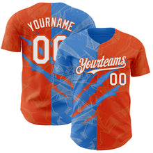 Загрузить изображение в средство просмотра галереи, Custom Graffiti Pattern White Orange-Electric Blue 3D Scratch Authentic Baseball Jersey
