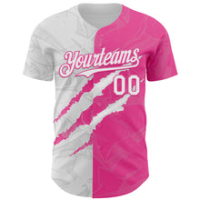 Загрузить изображение в средство просмотра галереи, Custom Graffiti Pattern White-Pink 3D Scratch Authentic Baseball Jersey
