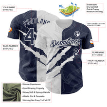 Load image into Gallery viewer, Custom Graffiti Pattern Navy-White 3D Scratch Authentic Baseball Jersey
