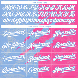 Custom Graffiti Pattern White Pink-Light Blue 3D Scratch Authentic Baseball Jersey