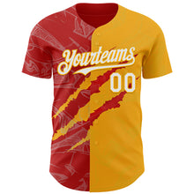 Загрузить изображение в средство просмотра галереи, Custom Graffiti Pattern White Gold-Red 3D Scratch Authentic Baseball Jersey

