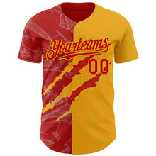 Загрузить изображение в средство просмотра галереи, Custom Graffiti Pattern Red-Gold 3D Scratch Authentic Baseball Jersey
