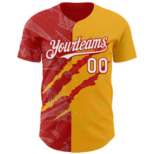 Загрузить изображение в средство просмотра галереи, Custom Graffiti Pattern White Gold-Red 3D Scratch Authentic Baseball Jersey
