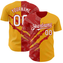 Загрузить изображение в средство просмотра галереи, Custom Graffiti Pattern White Gold-Red 3D Scratch Authentic Baseball Jersey
