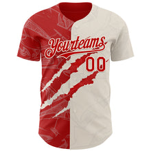 Загрузить изображение в средство просмотра галереи, Custom Graffiti Pattern Red-Cream 3D Scratch Authentic Baseball Jersey
