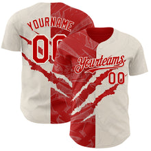 Загрузить изображение в средство просмотра галереи, Custom Graffiti Pattern Red-Cream 3D Scratch Authentic Baseball Jersey
