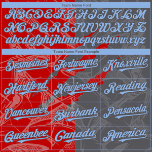 Custom Graffiti Pattern Light Blue Steel Gray-Red 3D Scratch Authentic Baseball Jersey
