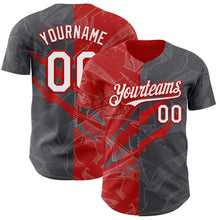 Загрузить изображение в средство просмотра галереи, Custom Graffiti Pattern White Steel Gray-Red 3D Scratch Authentic Baseball Jersey

