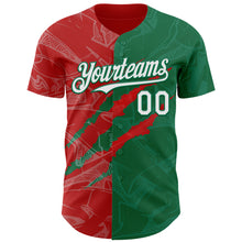 Загрузить изображение в средство просмотра галереи, Custom Graffiti Pattern White Kelly Green-Red 3D Scratch Authentic Baseball Jersey
