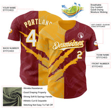 Загрузить изображение в средство просмотра галереи, Custom Graffiti Pattern White Crimson-Gold 3D Scratch Authentic Baseball Jersey
