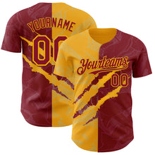 Загрузить изображение в средство просмотра галереи, Custom Graffiti Pattern Crimson-Gold 3D Scratch Authentic Baseball Jersey
