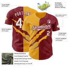 Загрузить изображение в средство просмотра галереи, Custom Graffiti Pattern White Crimson-Gold 3D Scratch Authentic Baseball Jersey
