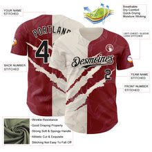 Загрузить изображение в средство просмотра галереи, Custom Graffiti Pattern Black Crimson-Cream 3D Scratch Authentic Baseball Jersey

