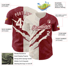 Загрузить изображение в средство просмотра галереи, Custom Graffiti Pattern Cream-Crimson 3D Scratch Authentic Baseball Jersey
