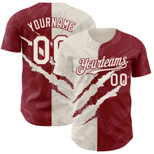 Загрузить изображение в средство просмотра галереи, Custom Graffiti Pattern Cream-Crimson 3D Scratch Authentic Baseball Jersey
