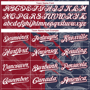Custom Graffiti Pattern White Navy-Crimson 3D Scratch Authentic Baseball Jersey