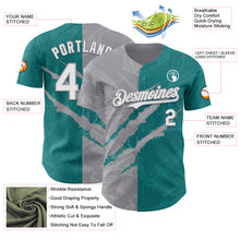 Загрузить изображение в средство просмотра галереи, Custom Graffiti Pattern White Teal-Gray 3D Scratch Authentic Baseball Jersey
