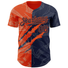 Загрузить изображение в средство просмотра галереи, Custom Graffiti Pattern Navy-Orange 3D Scratch Authentic Baseball Jersey
