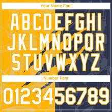Загрузить изображение в средство просмотра галереи, Custom Graffiti Pattern White Navy-Gold 3D Scratch Authentic Baseball Jersey

