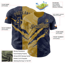 Загрузить изображение в средство просмотра галереи, Custom Graffiti Pattern Navy-Old Gold 3D Scratch Authentic Baseball Jersey
