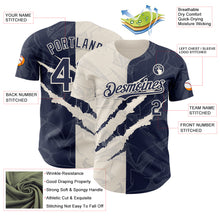 Загрузить изображение в средство просмотра галереи, Custom Graffiti Pattern Navy-Cream 3D Scratch Authentic Baseball Jersey
