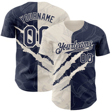 Загрузить изображение в средство просмотра галереи, Custom Graffiti Pattern Navy-Cream 3D Scratch Authentic Baseball Jersey
