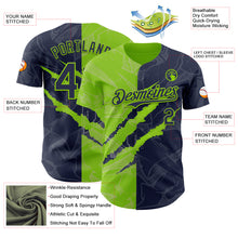 Загрузить изображение в средство просмотра галереи, Custom Graffiti Pattern Navy-Neon Green 3D Scratch Authentic Baseball Jersey
