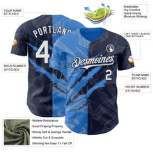 Загрузить изображение в средство просмотра галереи, Custom Graffiti Pattern White Navy-Electric Blue 3D Scratch Authentic Baseball Jersey
