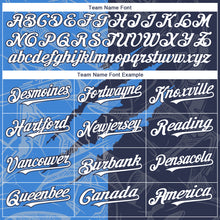 Загрузить изображение в средство просмотра галереи, Custom Graffiti Pattern White Navy-Electric Blue 3D Scratch Authentic Baseball Jersey
