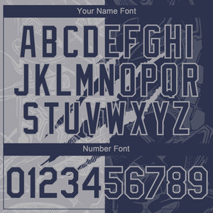 Custom Graffiti Pattern Navy-Gray 3D Scratch Authentic Baseball Jersey