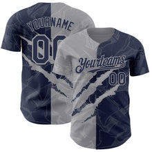 Загрузить изображение в средство просмотра галереи, Custom Graffiti Pattern Navy-Gray 3D Scratch Authentic Baseball Jersey
