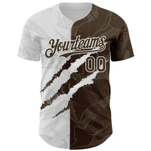 Загрузить изображение в средство просмотра галереи, Custom Graffiti Pattern Brown-White 3D Scratch Authentic Baseball Jersey
