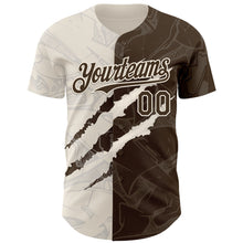Загрузить изображение в средство просмотра галереи, Custom Graffiti Pattern Brown-Cream 3D Scratch Authentic Baseball Jersey
