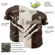 Загрузить изображение в средство просмотра галереи, Custom Graffiti Pattern Brown-Cream 3D Scratch Authentic Baseball Jersey
